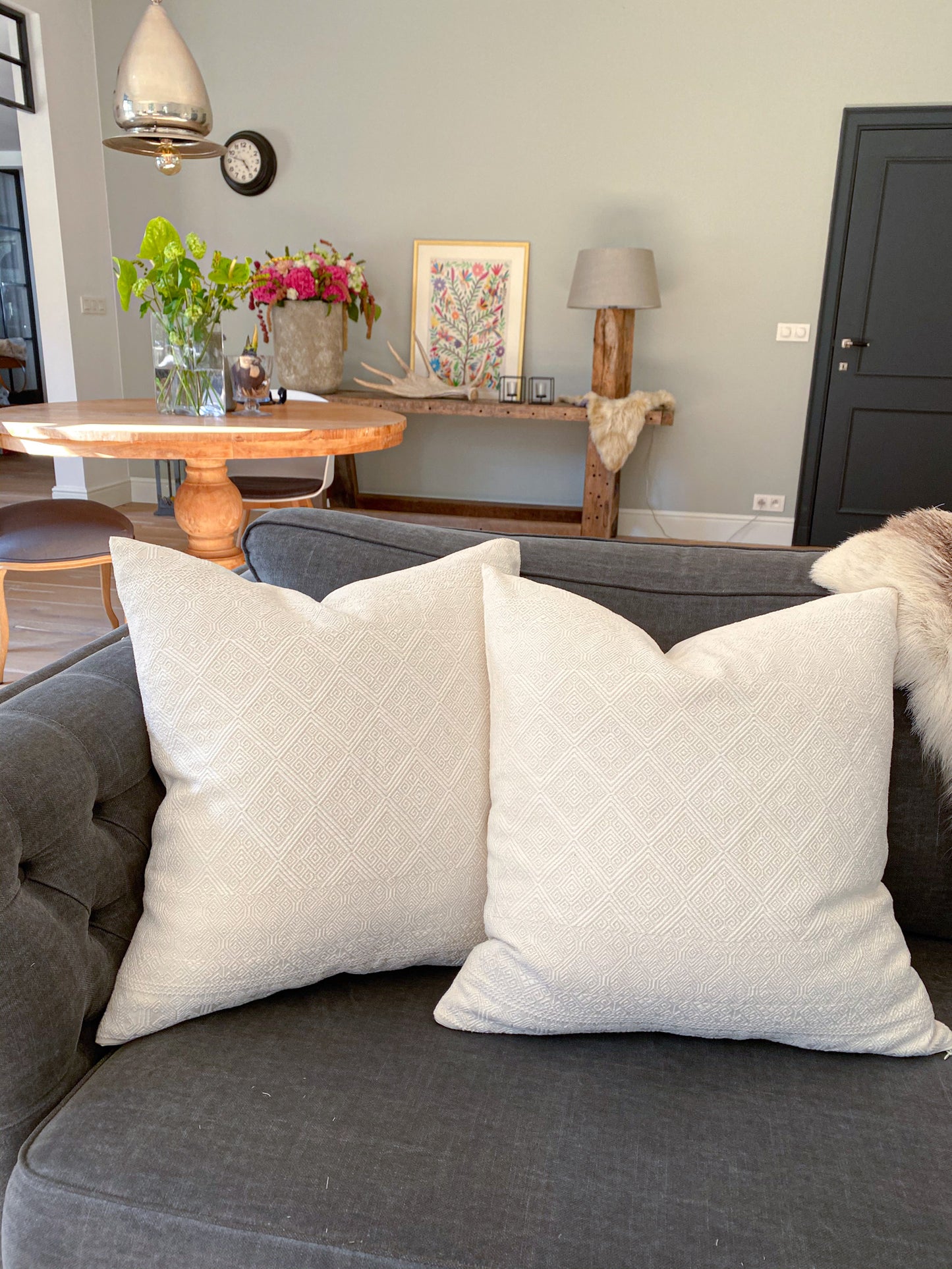 Isabella's Solid Elegance Single Color Beige Cushion Elevating Living Room Decor.