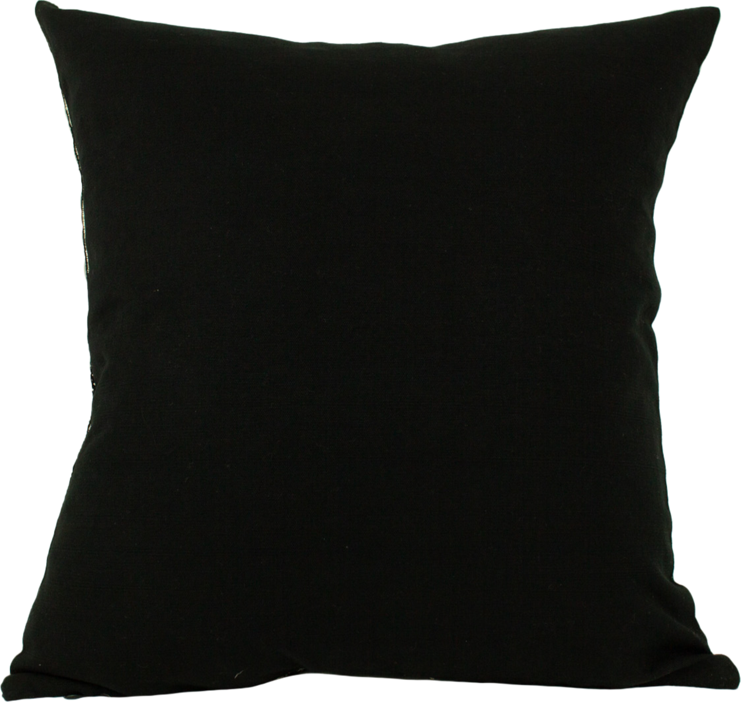 Silver metallic thread Diamond Brocade Chiapas Cushion, featuring a black cotton base.