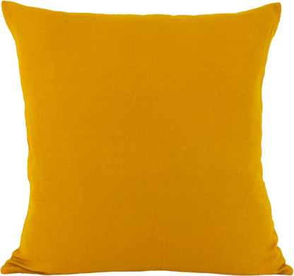 Black Metallic Thread Diamond Brocade Chiapas Cushion, featuring a cotton base in a deep shade of yellow.