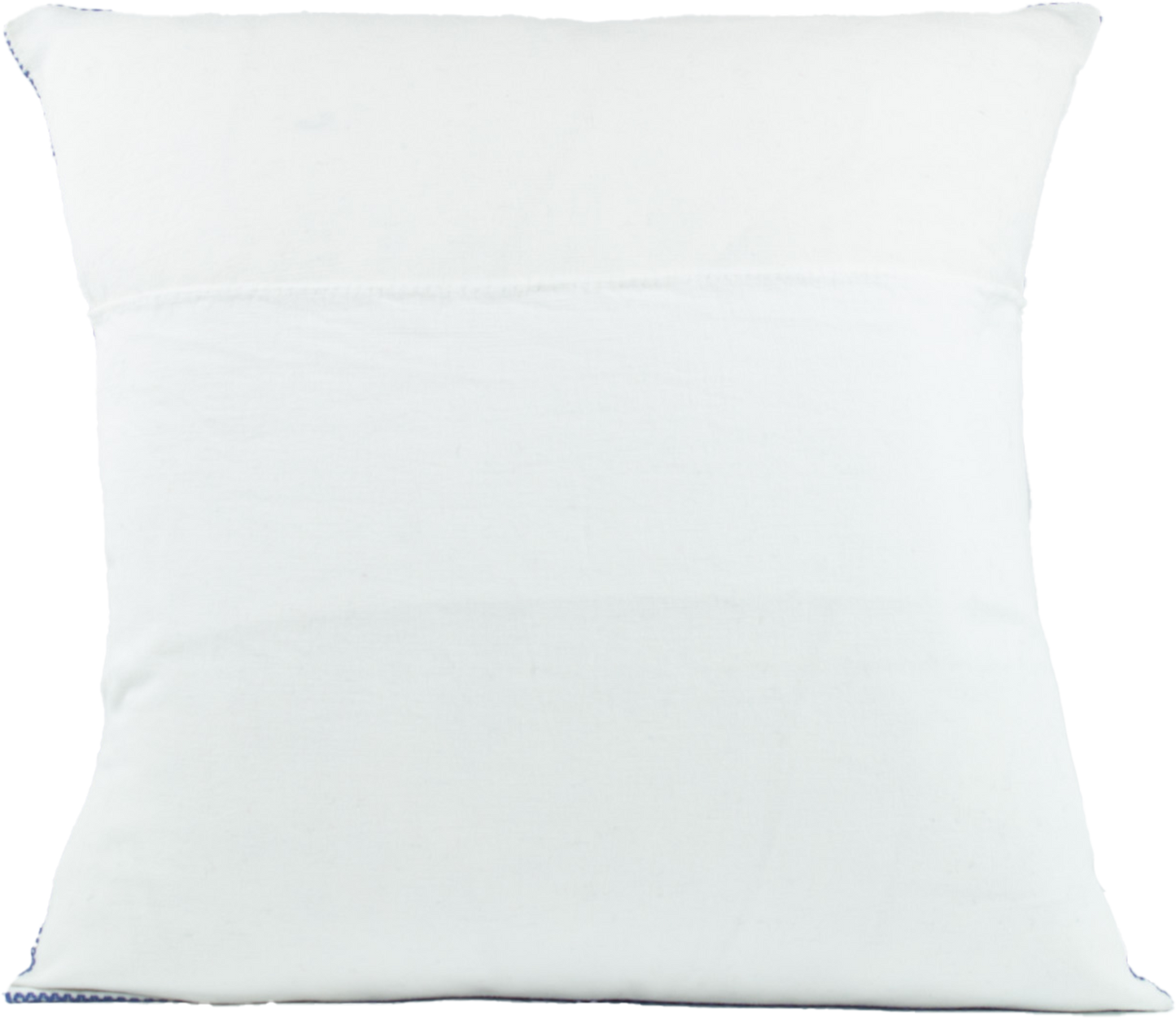 Backside of Maria Chiapas Cushion Single Color White, Showcasing a Folding Closure  - Design in 100% Cotton.