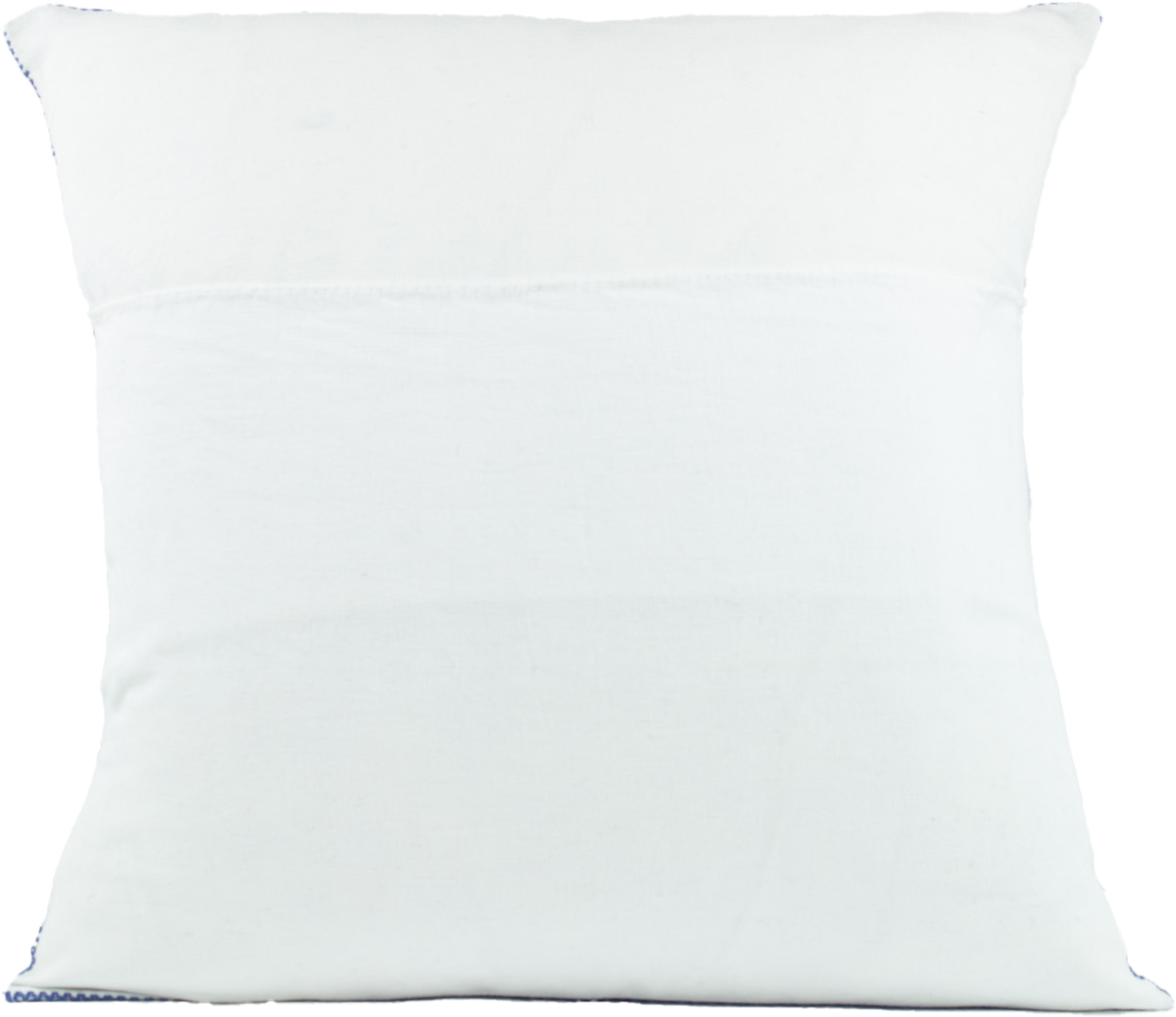 Backside of Maria Chiapas Cushion Single Color White, Showcasing a Folding Closure  - Design in 100% Cotton.